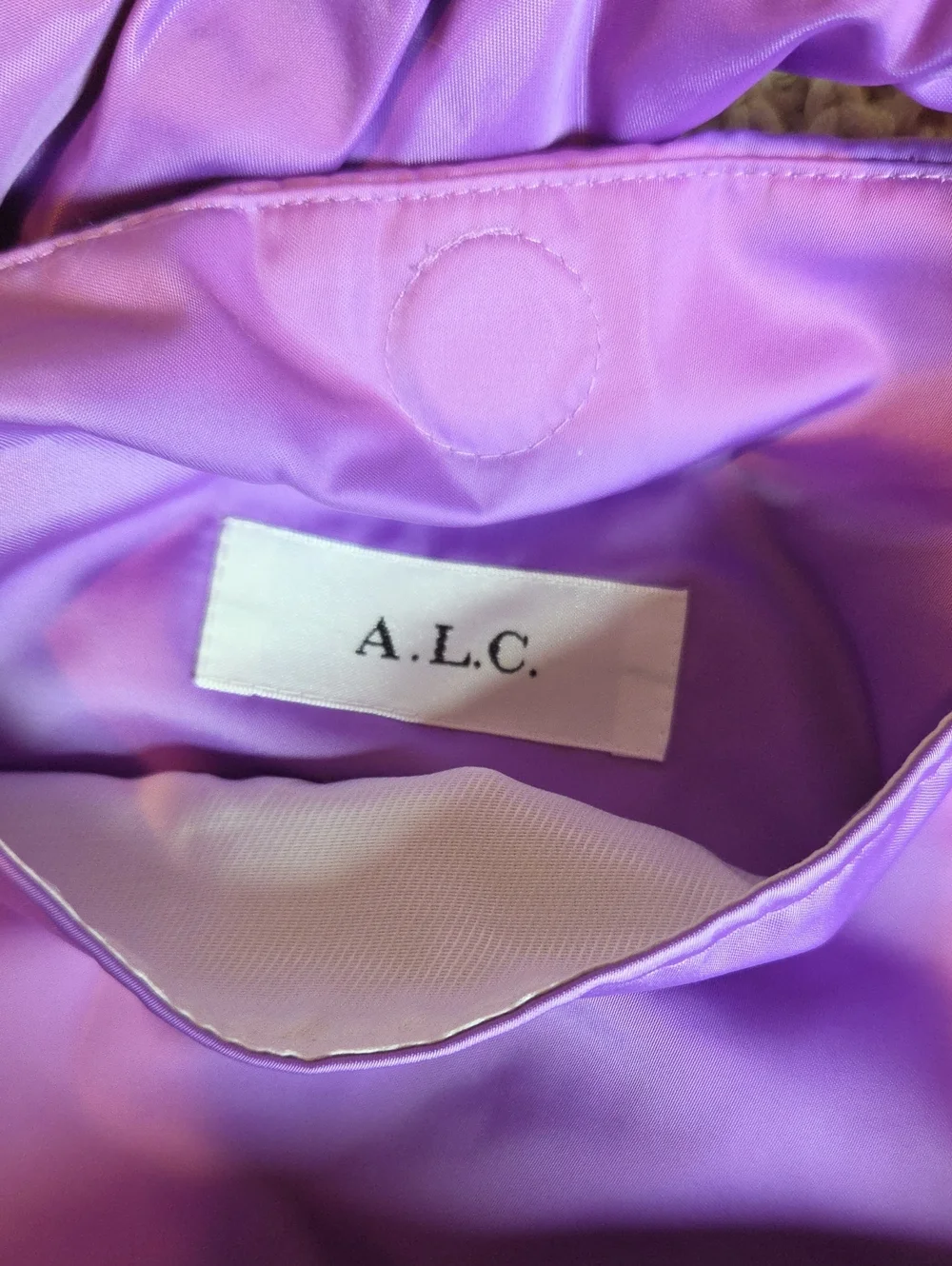 A.L.C. PALOMA TWISTED HANDLE SILKY SLOUCHY LILAC SATIN HOBO HAND BAG